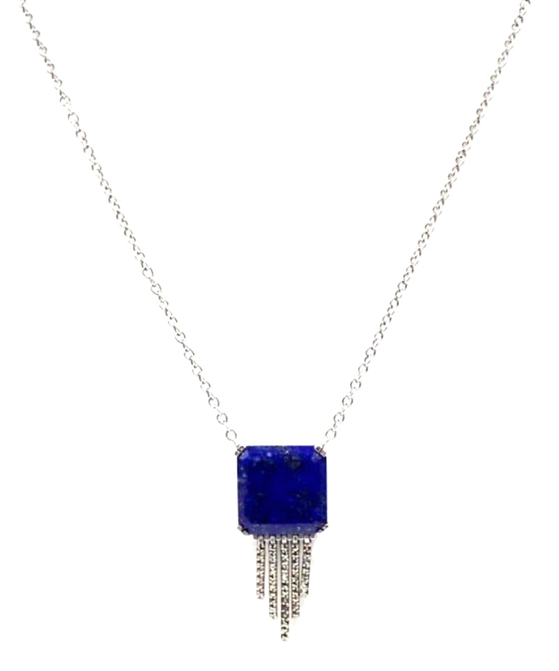 Pendentif art déco lapis lazuli, argent et marcassites- Métron