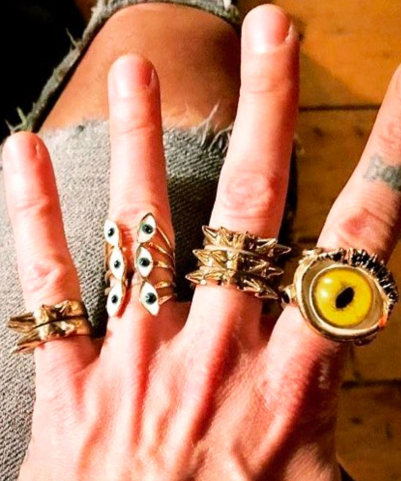 Bague clous 3 rangs en bronze - Bernard Delettrez
