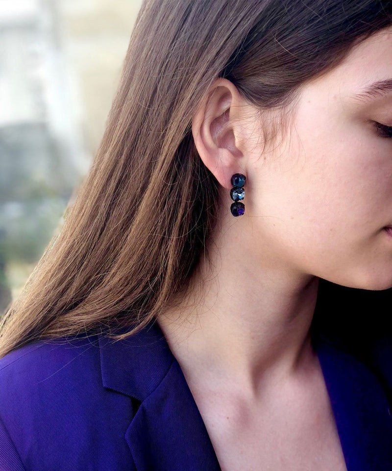 vogline Boucles d'oreilles cristaux Swarovski bleus créateur