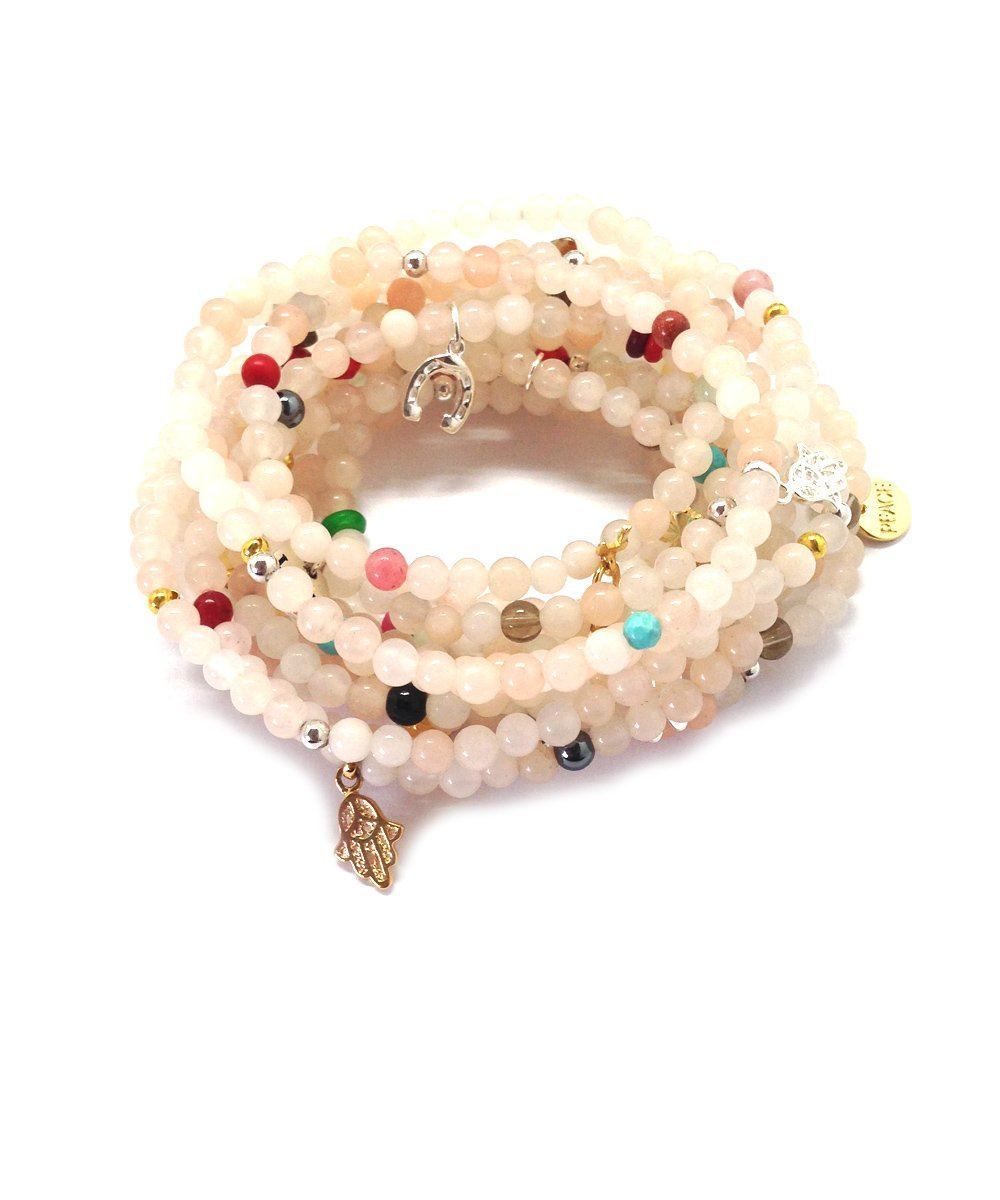 Bracelets agates blanches et charms Lucky 13  - Lara Curcio Jewelry