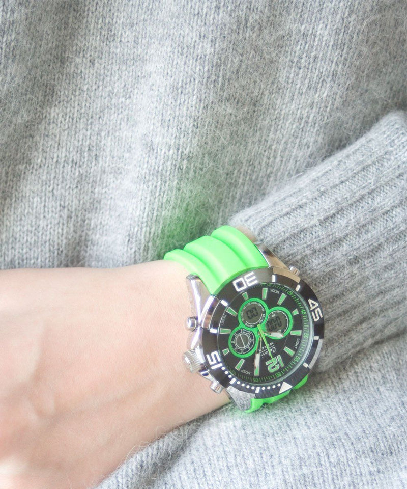 montre-sillicone-vert-chrono-sport Editions LESSisRARE Bijoux