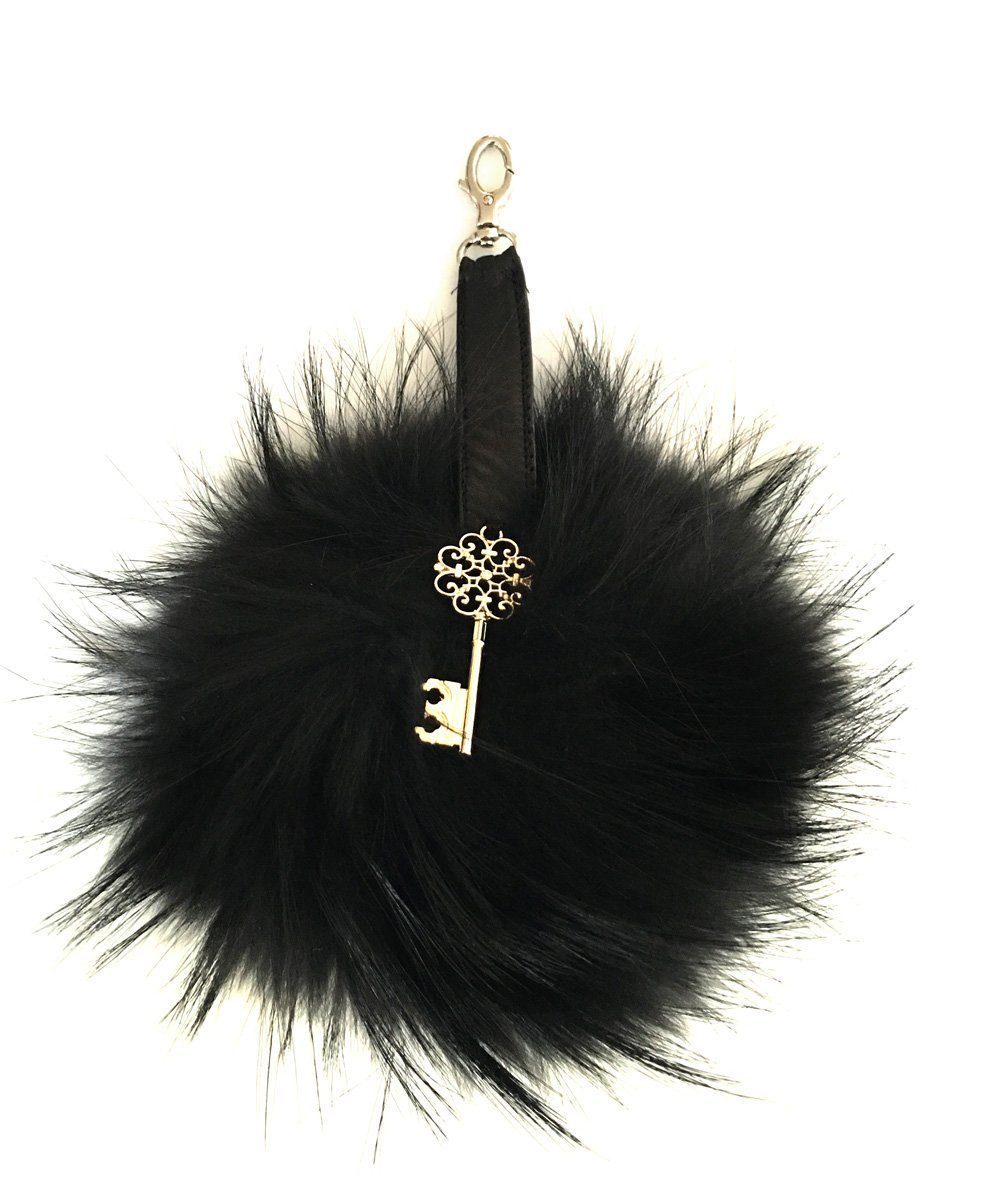 Bijou de sac pompon en marmotte et cuir noir - Editions LESSisRARE