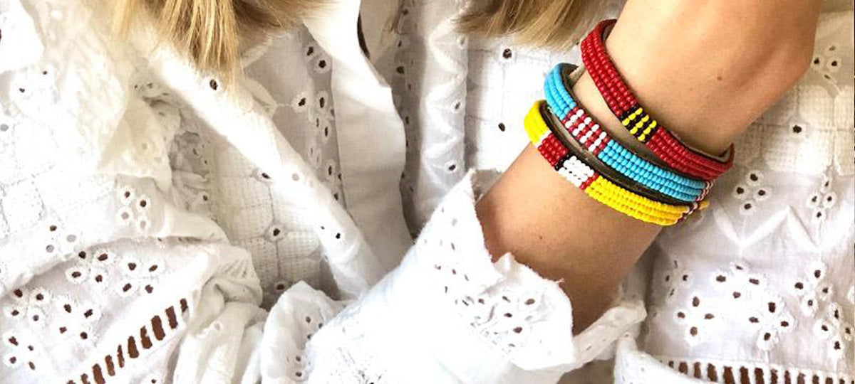 bracelets-perles-africains en cuir