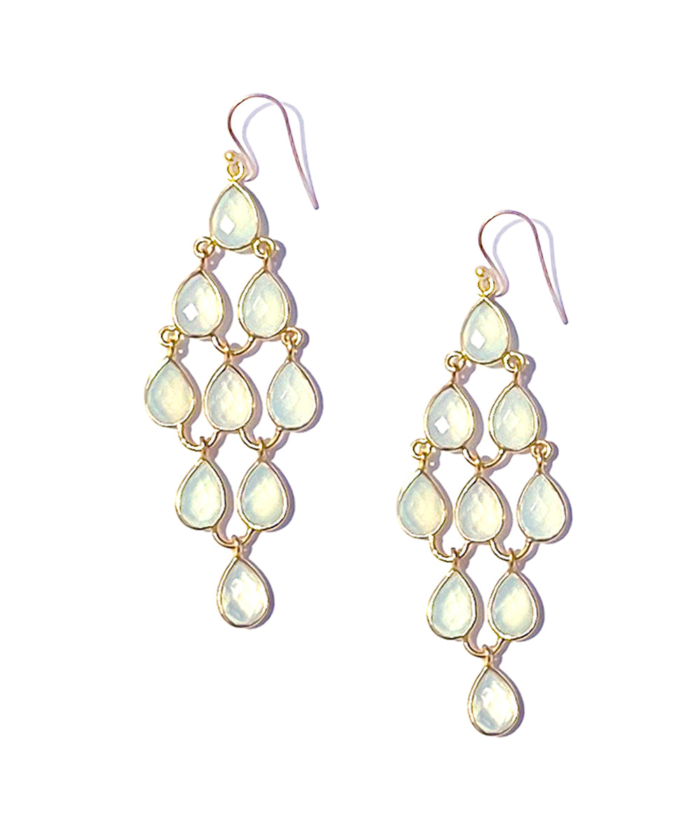 Boucles d'oreilles calcédoine bleu vert