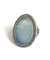 Large silver blue chalcedony cabochon ring and art deco marcasites