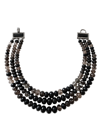 Collier Multirangs Noir Gris
