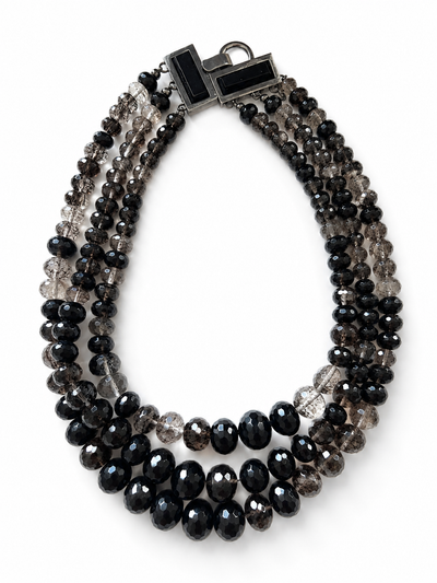 Collier Multirangs Noir Gris