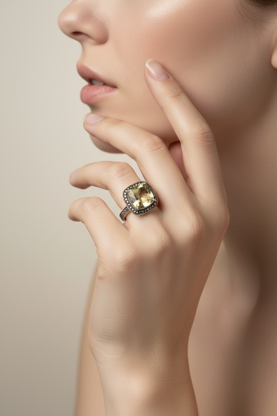 Bague quartz lemon élégante