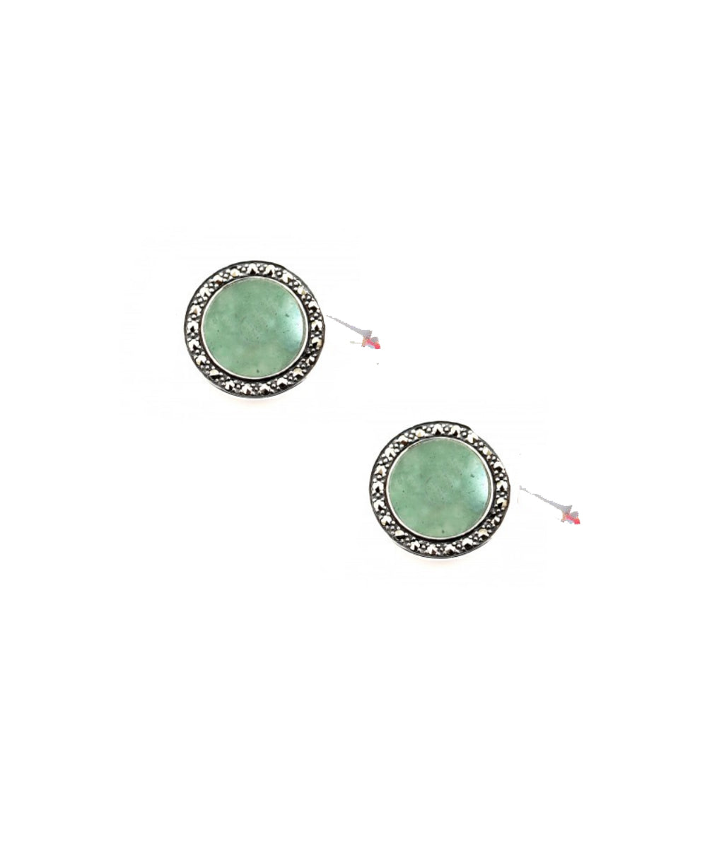 Boutons de manchette jade et marcassites