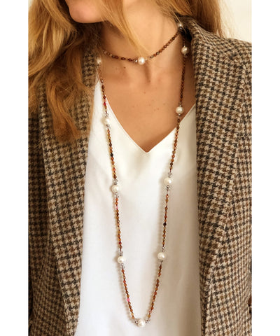Collier perles et agates ambres - Editions LESSisRARE perles