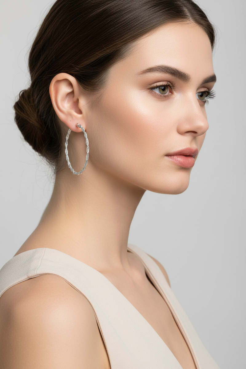 Créoles tressées argent - Poggi