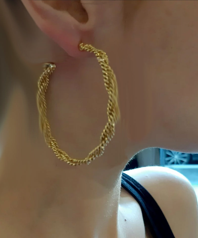 large gilded braided creoles by poggi