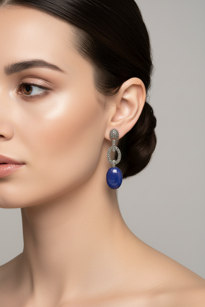 Boucles d'oreilles en onyx et marcassites - Métron