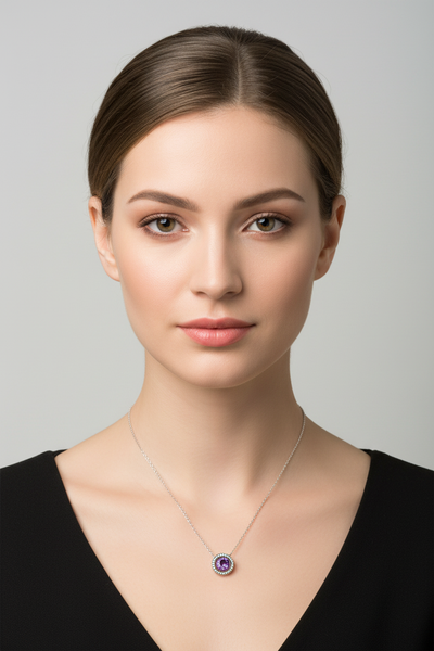 Pendentif améthyste de face