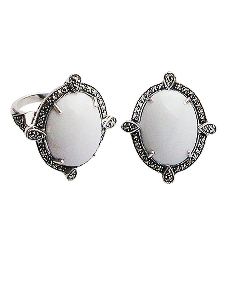 grosse-bague-cabochon-agate-blanche art déco createur