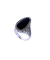 Onyx art deco oval ring in silver and marcasites