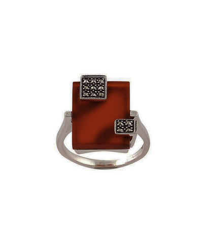 Mireille carnelian ring in silver and marcasites