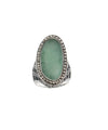 Oval art deco jade ring in silver and marcasites