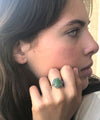 Jade ring in 925 silver and marcasites in old style