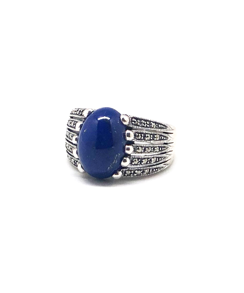 bague art déco lapis lazuli