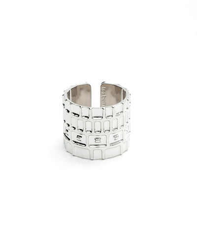Wide Ring Gearing Silver Designer Ring