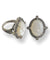 Large mother-of-pearl cabochon ring, silver and art deco marcasites