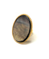 Large gray mother-of-pearl oval ring - Poggi