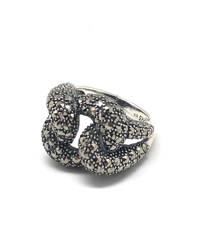 Silver knot ring and marcasites