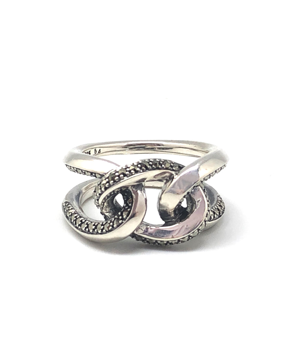Bague Chaine en argent et marcassites