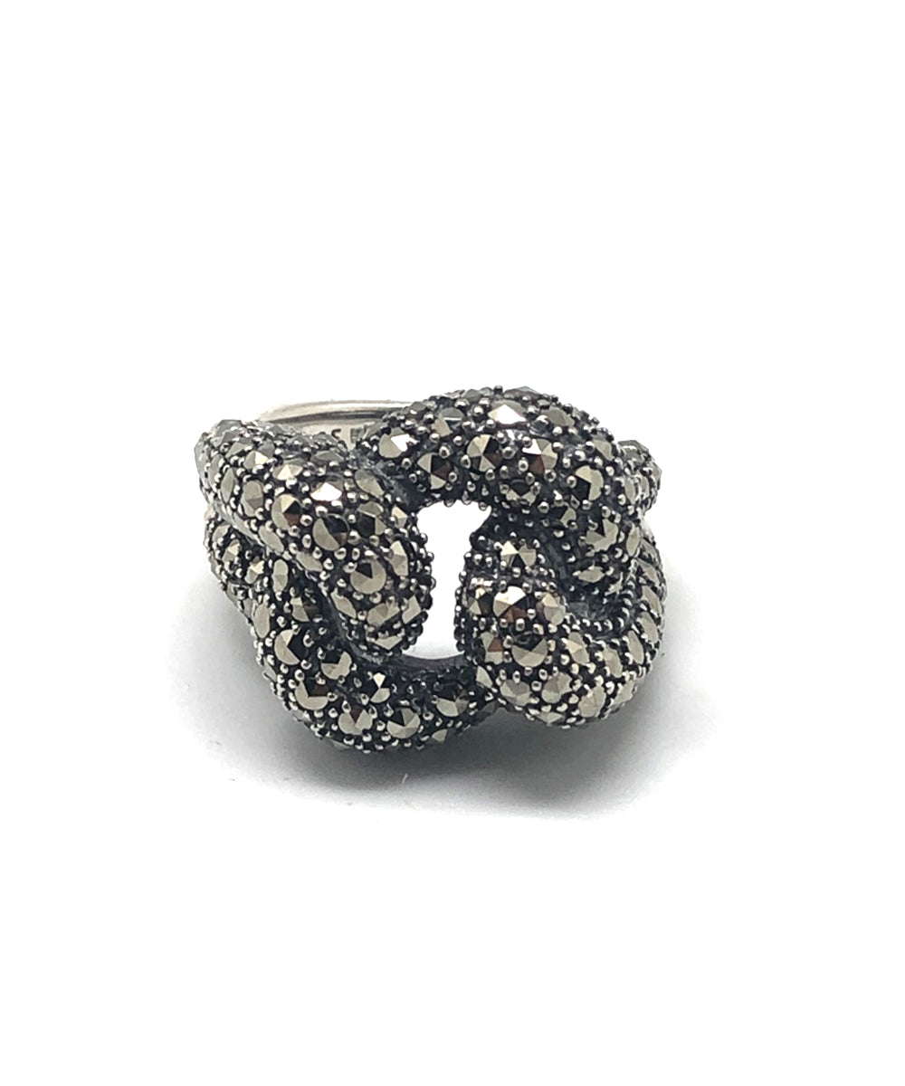 Bague noeud argent et marcassites