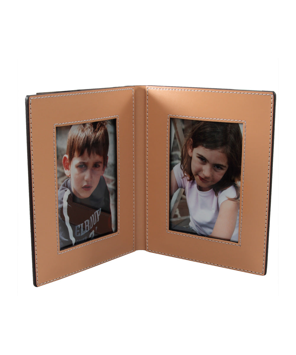 porte photos en cuir beige