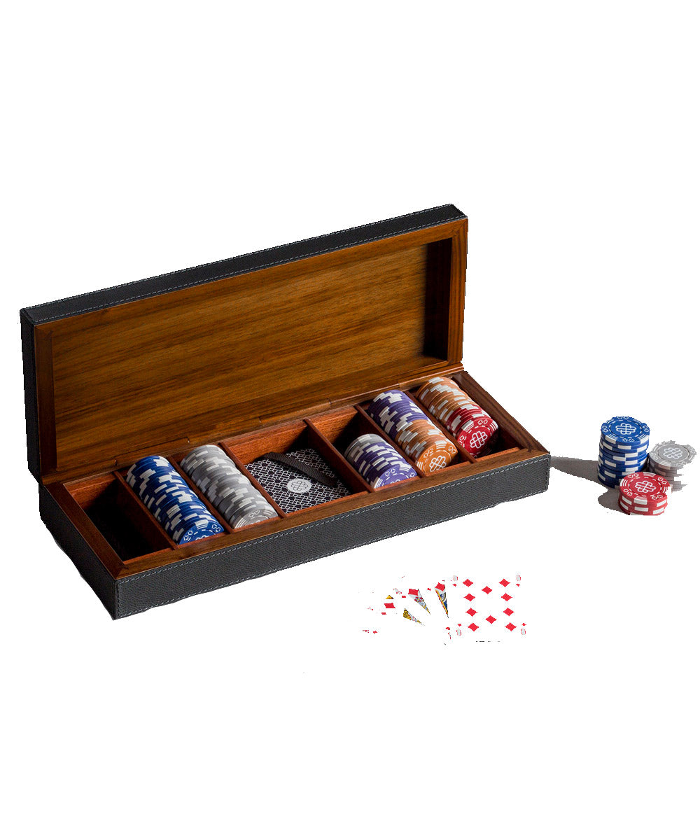 Malette de Poker en cuir gris sur mesure - Personnalisable