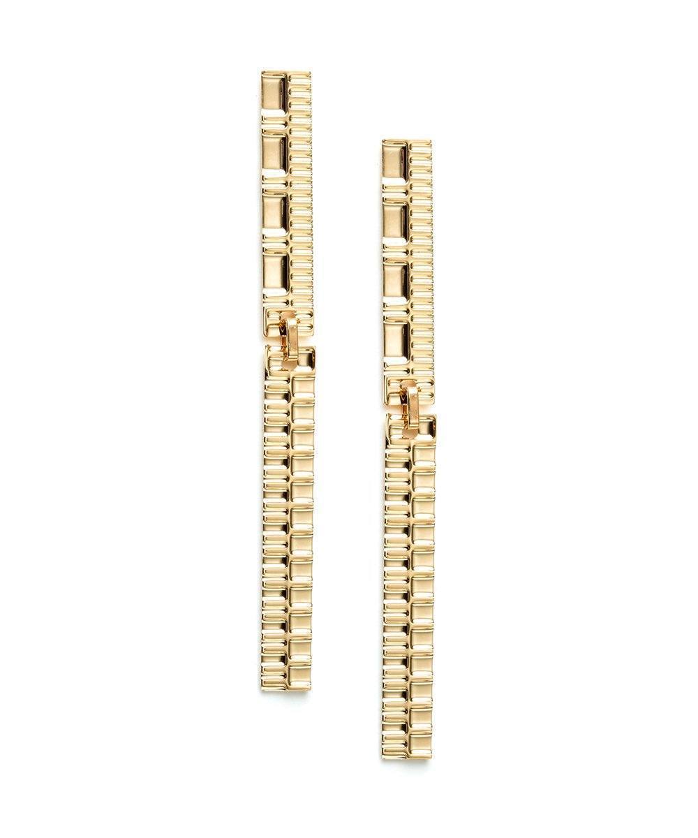 Boucles d'oreille longues dorées Gearing XL créateur Boucles d'oreilles