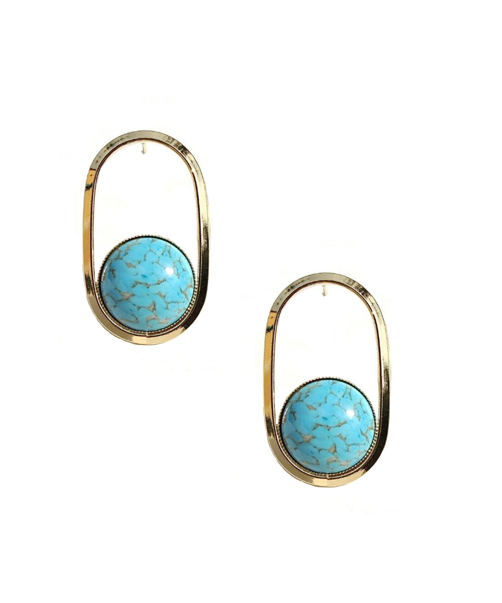 Boucles d'oreille 70 turquoises- Isabelle Michel