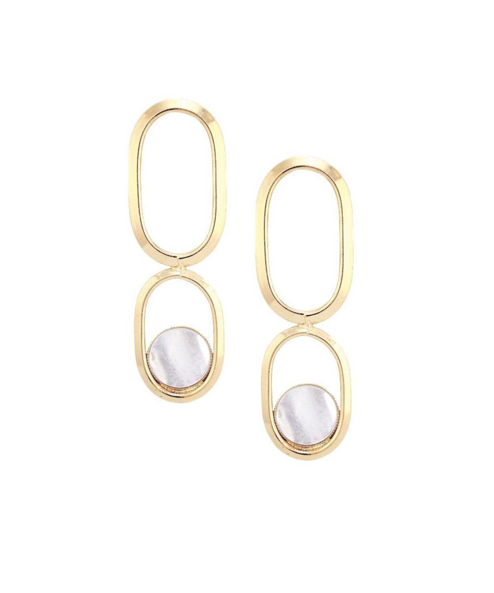 Boucles d'oreille longues nacre dorées Shape XL créateur Boucles d'oreilles