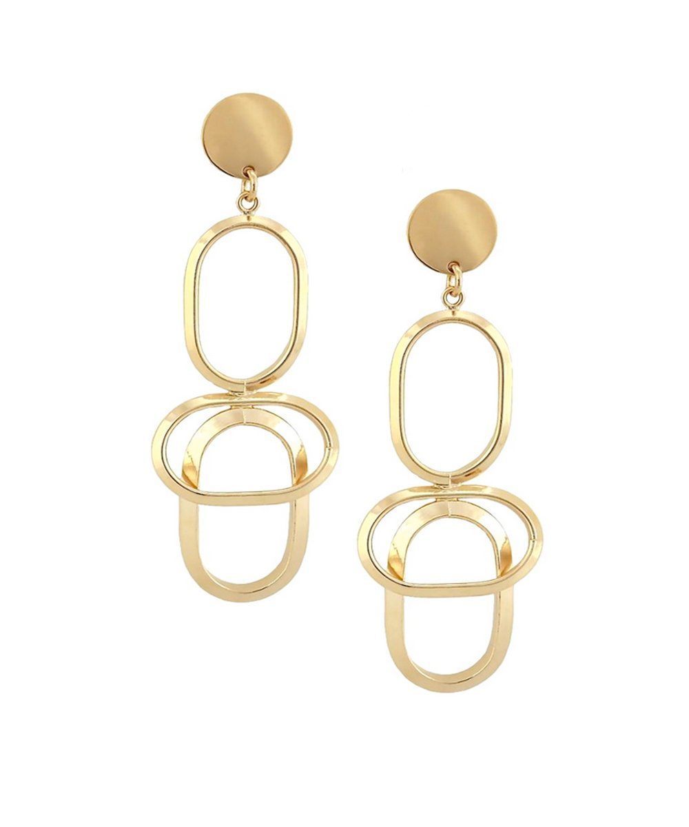 Boucles d'oreille longues dorées WAY XL créateur Boucles d'oreilles