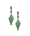 Boucles d'oreilles jade pendantes losanges en argent et marcassites