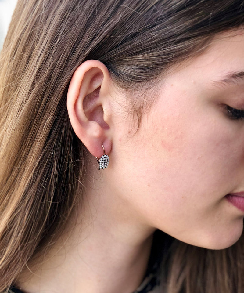 Tulip earrings cultured pearls and marcasites designer Earrings