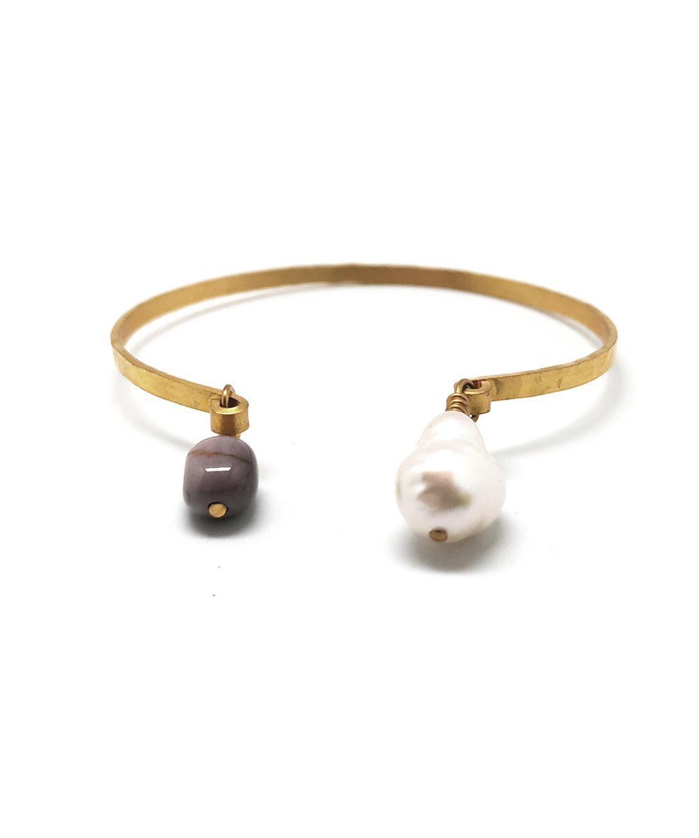 Bracelet jonc perles baroque et jaspe - Eloïse Fiorentino