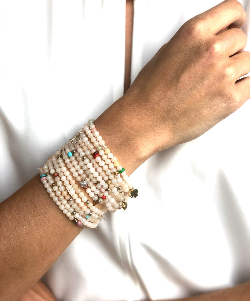 White agate bracelets and Lucky 13 charms - Lara Curcio Jewelry