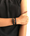 Bracelet double tour en cuir noir boucle métal créateur Maison Boinet