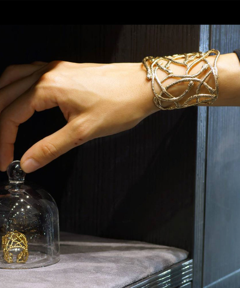 Bracelet manchette serpents en bronze - Bernard Delettrez