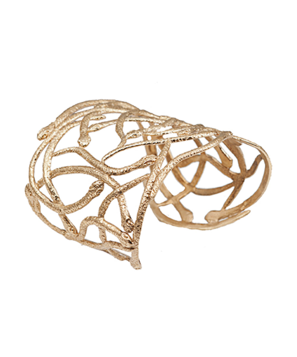 Bracelet manchette serpents en bronze - Bernard Delettrez
