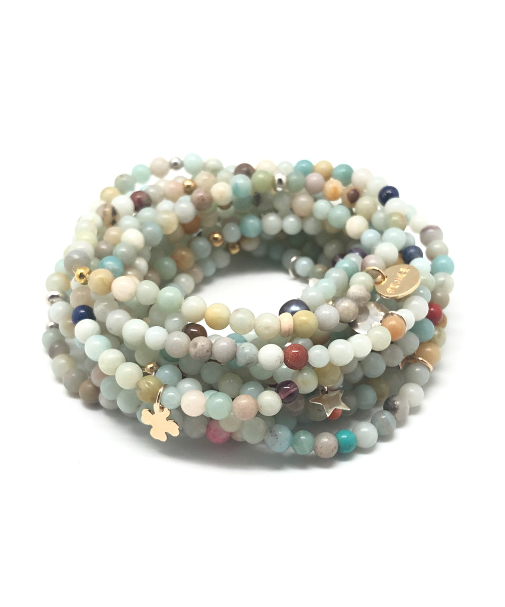 Bracelets amazonite et charms  Lucky 13  - Lara Curcio Jewelry