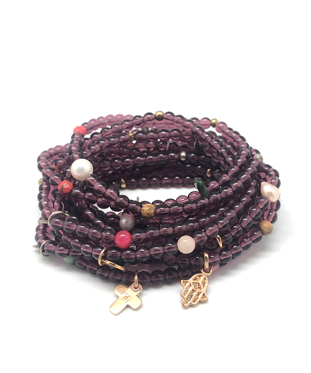 Bracelets améthystes et charms  Lucky 13  - Lara Curcio Jewelry