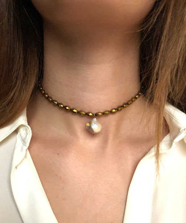 Pendentif perle baroque Gris-métal Réf:51 | Les larmes de vénus Pendentif perle baroque Gris-métal Réf:51 | Les larmes de vénus
