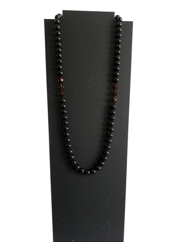 Necklace of black pearls and smoky quartz - FlotB