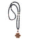 Long necklace with wooden and pink jade beads - Jewels of Mala