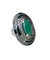 Large oval ring with green agate, marcasites and silver