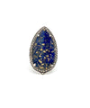 Bague lapis-lazuli ovale, marcassites et argent face